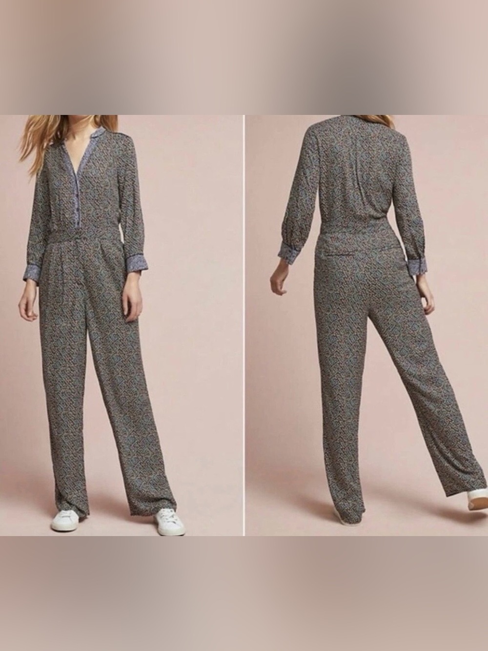 Ett:Twa by Anthropologie Christine Silken Jumpsuit 00P Floral Boho 00 Petite